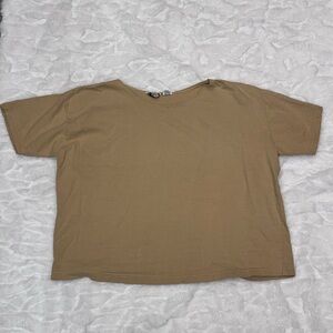 Casual Tan Short Sleeve Women's Top